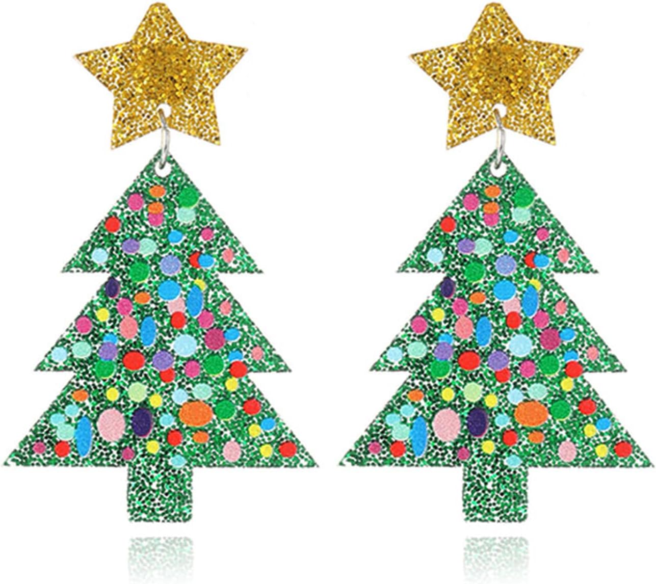 Christmas Earrings for Women Cute Fawn Charm Earrings Acrylic Fashion Christmas Tree Cat Dinosaur Funny Earrings Xmas Party Favors Decor Accessories - 我的商店我的商店我的商店