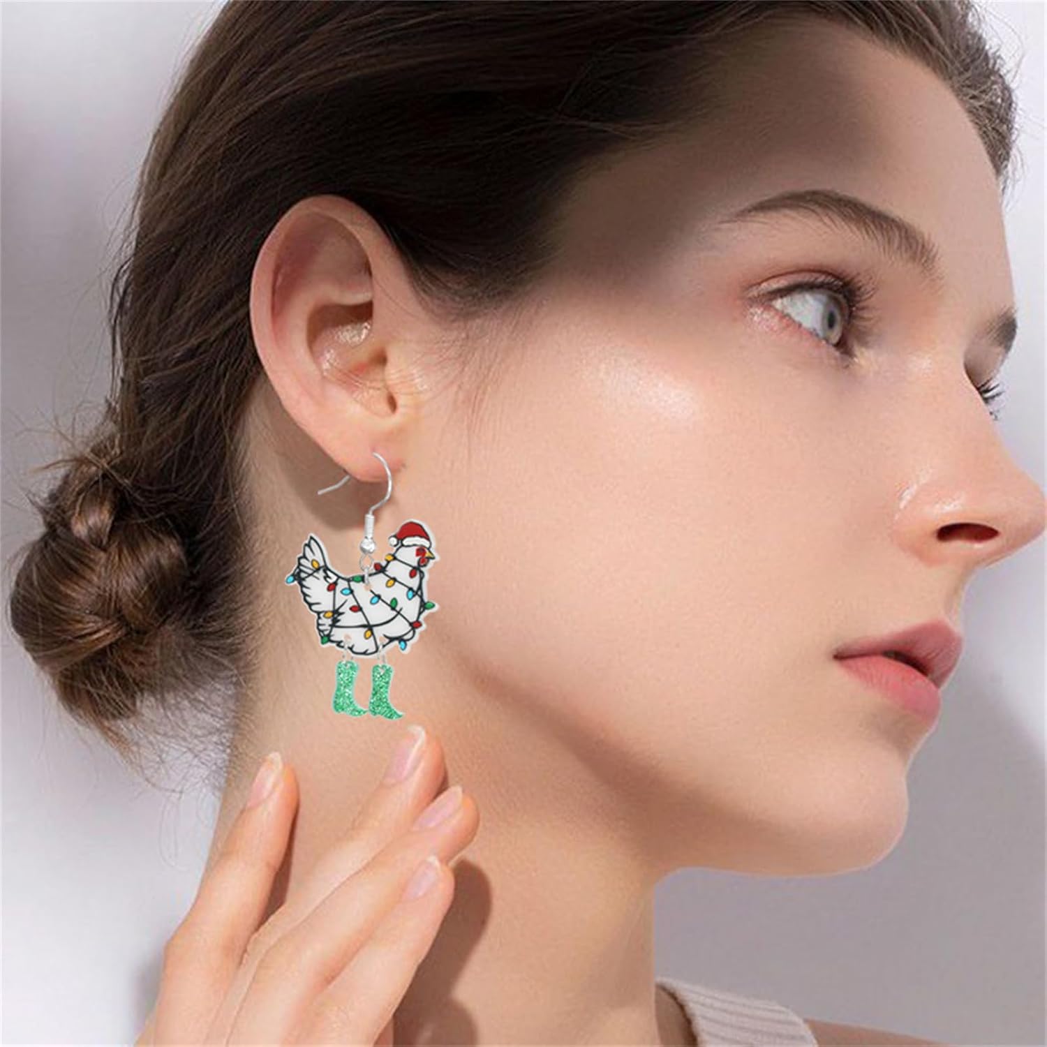 Christmas Earrings for Women Cute Funny Acrylic Christmas Santa Claus Tree Cat Dinosaur Earrings Xmas New Year Party Holiday Earring - 我的商店我的商店我的商店
