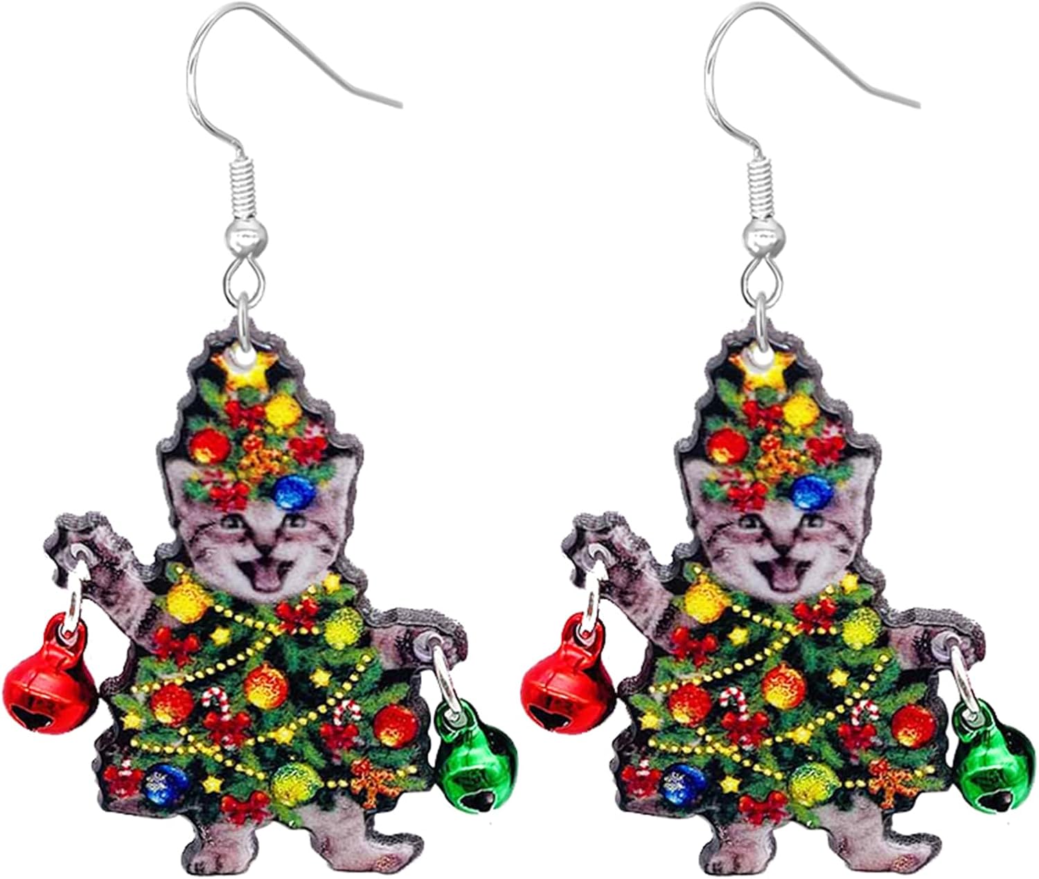Christmas Earrings for Women Cute Funny Acrylic Christmas Santa Claus Tree Cat Dinosaur Earrings Xmas New Year Party Holiday Earring - 我的商店我的商店我的商店