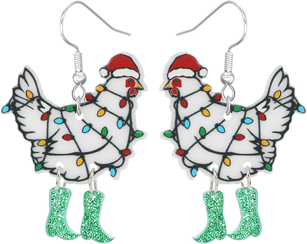 Christmas Earrings for Women Cute Funny Acrylic Christmas Santa Claus Tree Cat Dinosaur Earrings Xmas New Year Party Holiday Earring - 我的商店我的商店我的商店