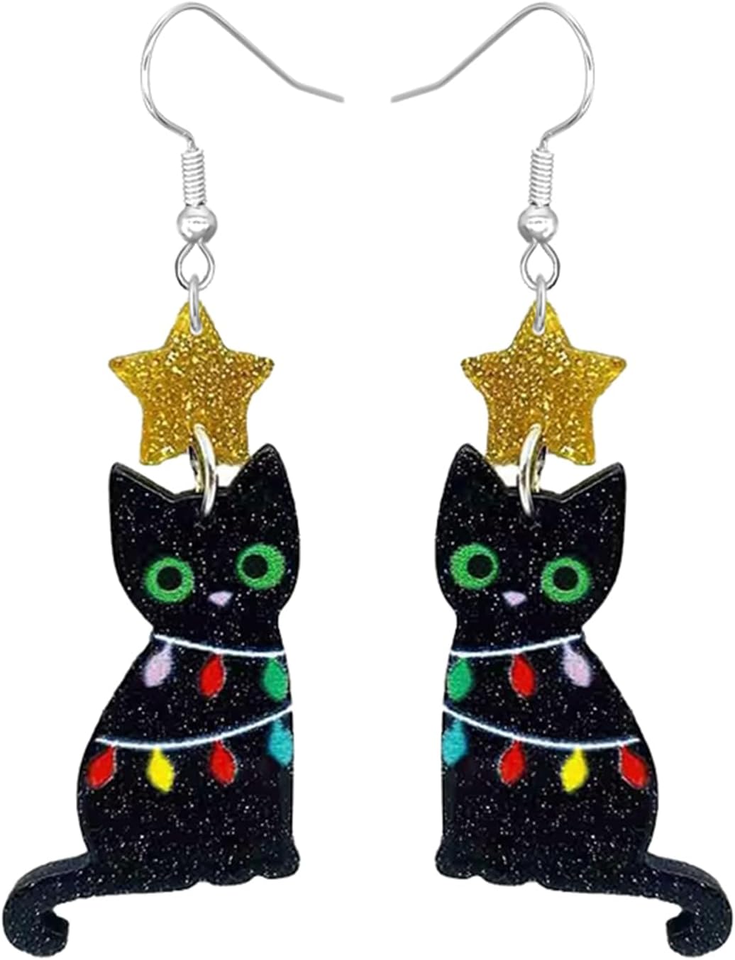 Christmas Earrings for Women Cute Funny Acrylic Christmas Santa Claus Tree Cat Dinosaur Earrings Xmas New Year Party Holiday Earring - 我的商店我的商店我的商店