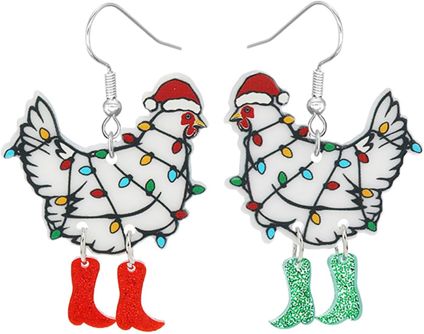 Christmas Earrings for Women Cute Funny Acrylic Christmas Santa Claus Tree Cat Dinosaur Earrings Xmas New Year Party Holiday Earring - 我的商店我的商店我的商店