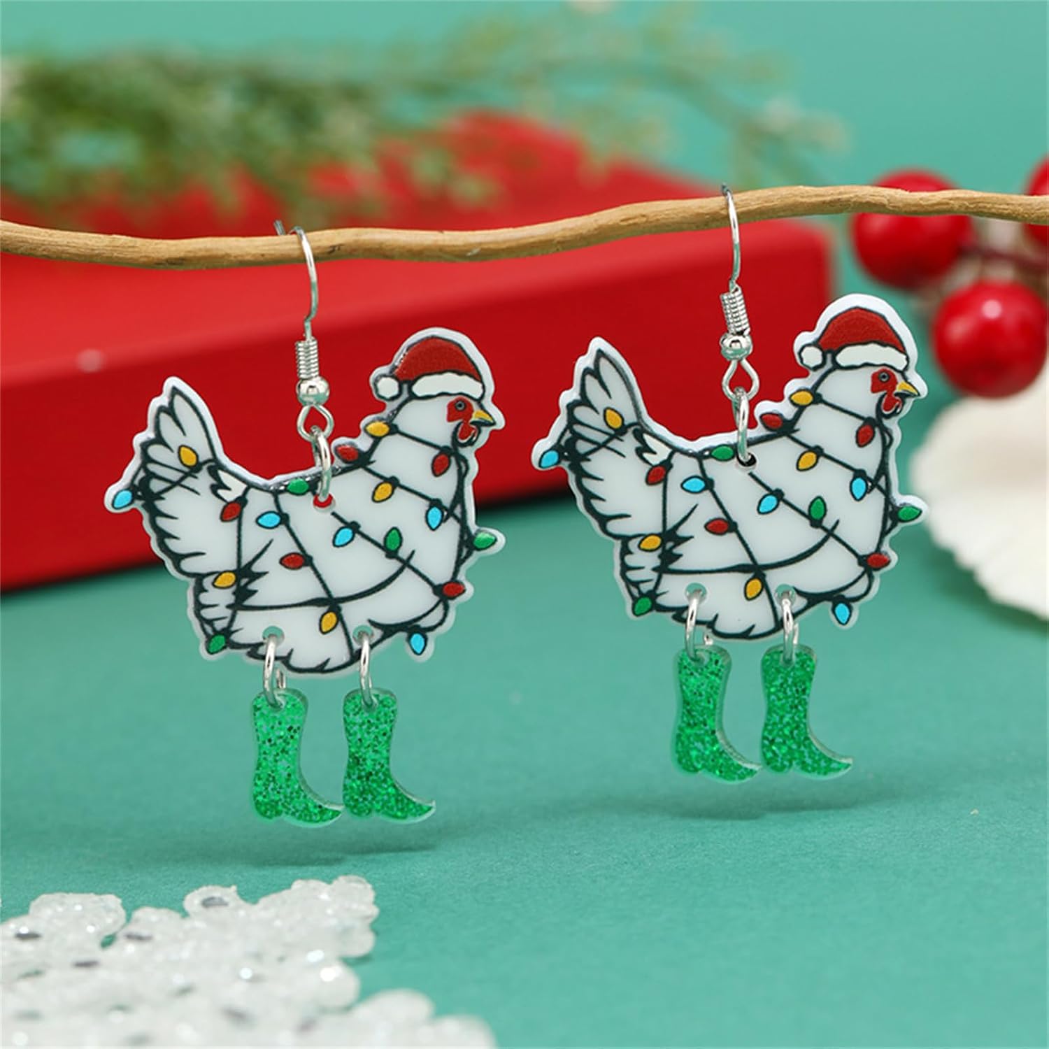 Christmas Earrings for Women Cute Funny Acrylic Christmas Santa Claus Tree Cat Dinosaur Earrings Xmas New Year Party Holiday Earring - 我的商店我的商店我的商店