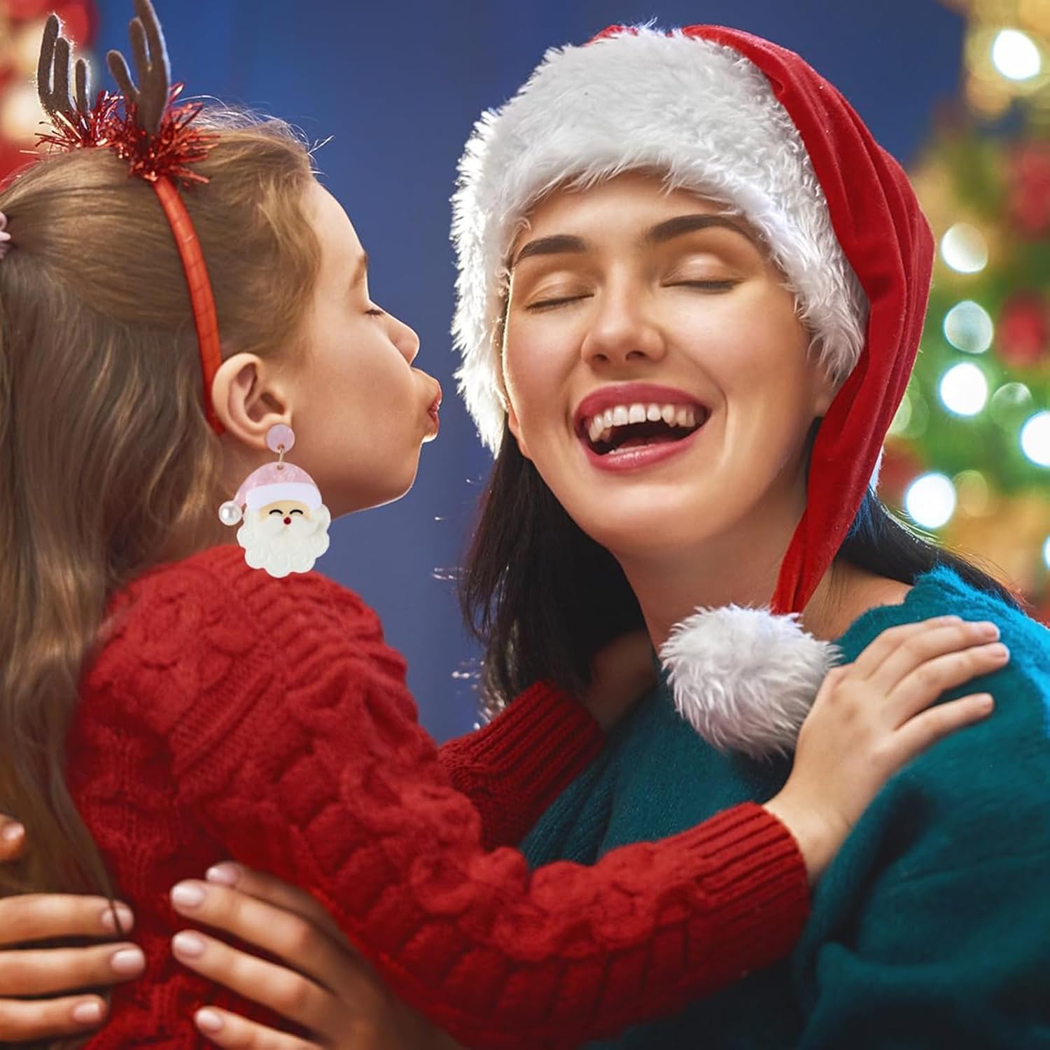 Christmas Earrings for Women - Cute Pink Santa Dangle Earrings, Christmas Accessories Outfits Holiday Jewelry Xmas Gift - 我的商店我的商店我的商店