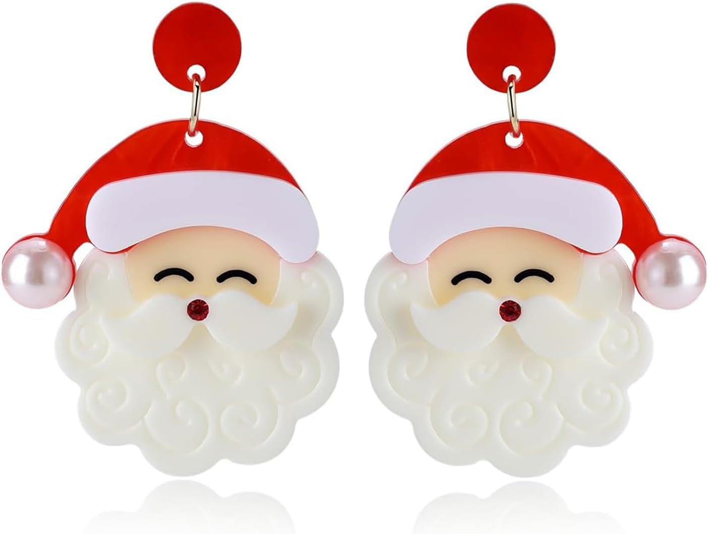 Christmas Earrings for Women - Cute Pink Santa Dangle Earrings, Christmas Accessories Outfits Holiday Jewelry Xmas Gift - 我的商店我的商店我的商店