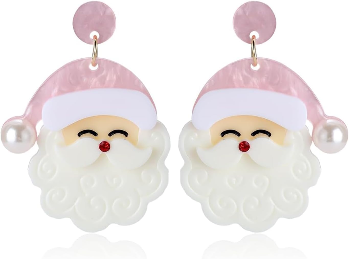 Christmas Earrings for Women - Cute Pink Santa Dangle Earrings, Christmas Accessories Outfits Holiday Jewelry Xmas Gift - 我的商店我的商店我的商店