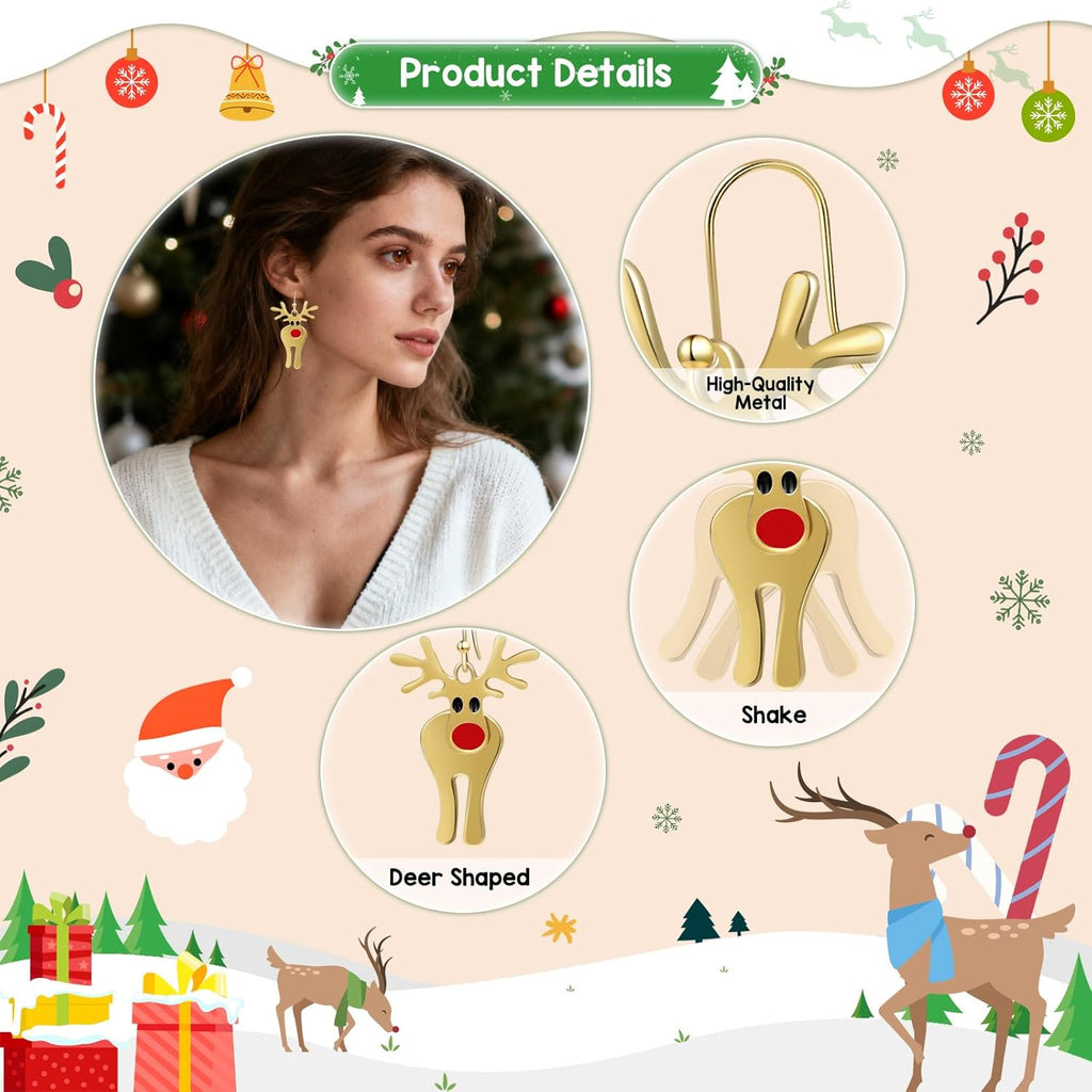 Christmas Earrings for Women, Cute Reindeer Dangle Earrings, Christmas Accessories For Women - 我的商店我的商店我的商店