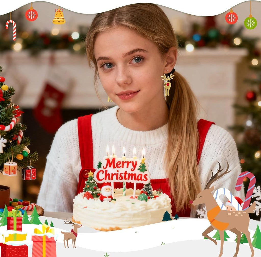 Christmas Earrings for Women, Cute Reindeer Dangle Earrings, Christmas Accessories For Women - 我的商店我的商店我的商店