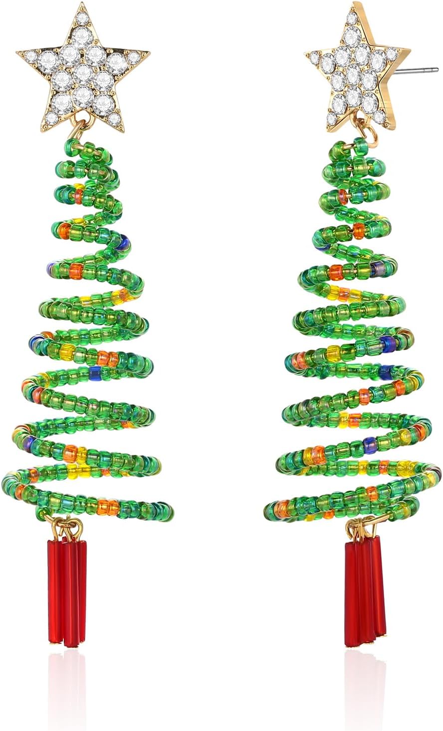 Christmas Earrings for Women Cute Reindeer Earrings Colorful Light Bulb Xmas Earrings Christmas Tree Earrings Gingerbread Deer Garland Bow Earrings Holiday Jewelry - 我的商店我的商店我的商店