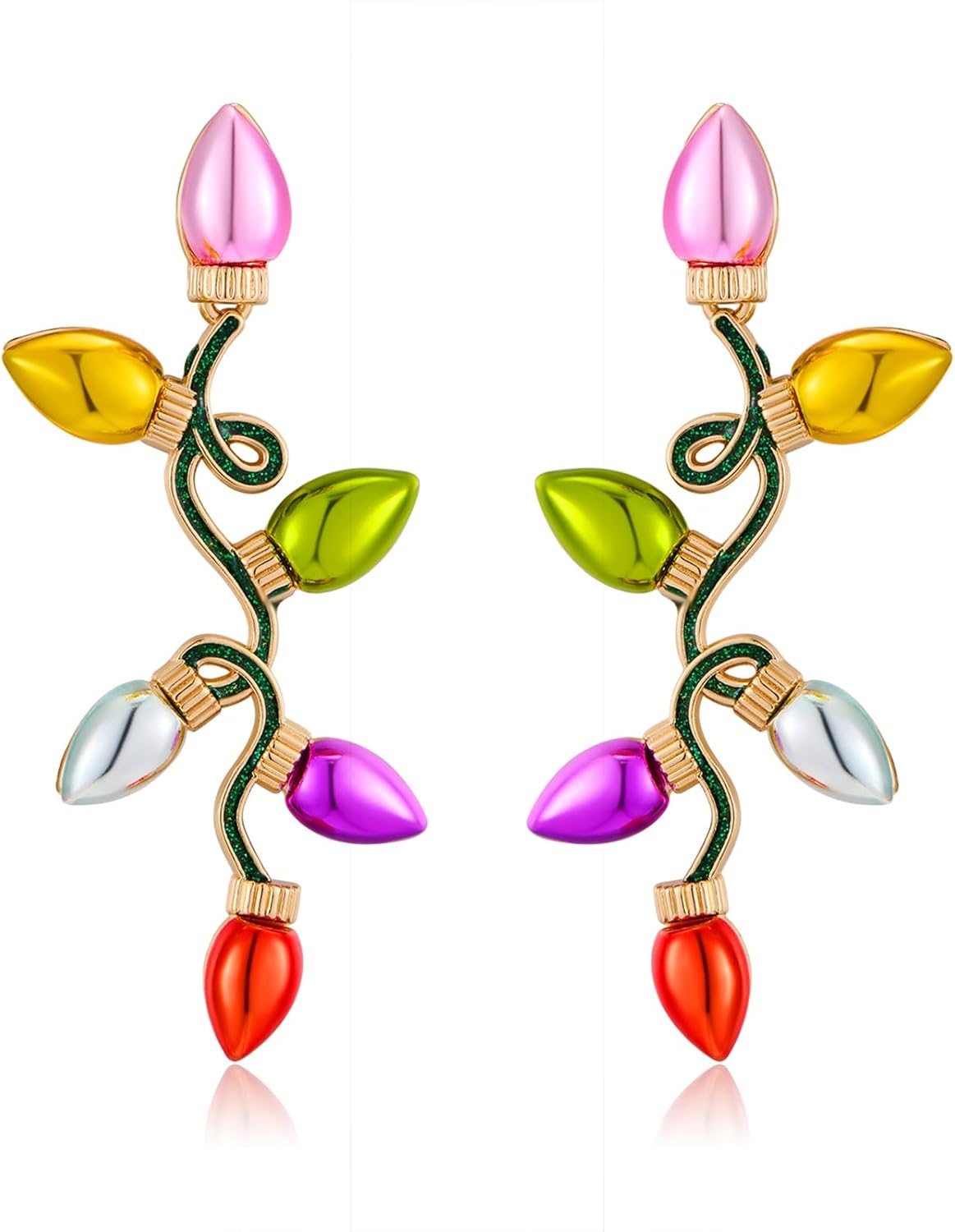 Christmas Earrings for Women Cute Reindeer Earrings Colorful Light Bulb Xmas Earrings Christmas Tree Earrings Gingerbread Deer Garland Bow Earrings Holiday Jewelry - 我的商店我的商店我的商店