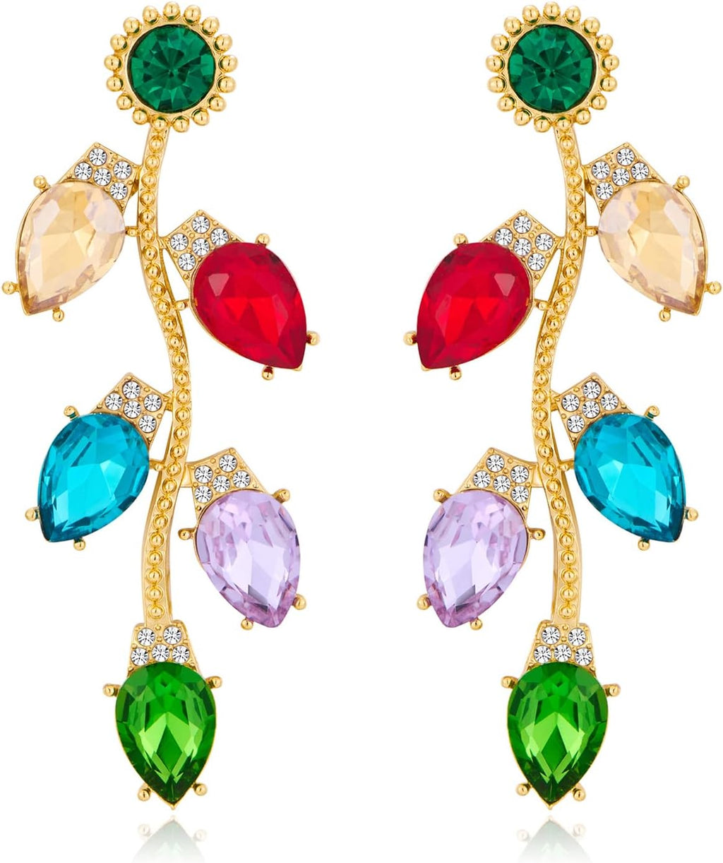 Christmas Earrings for Women Cute Reindeer Earrings Colorful Light Bulb Xmas Earrings Christmas Tree Earrings Gingerbread Deer Garland Bow Earrings Holiday Jewelry - 我的商店我的商店我的商店