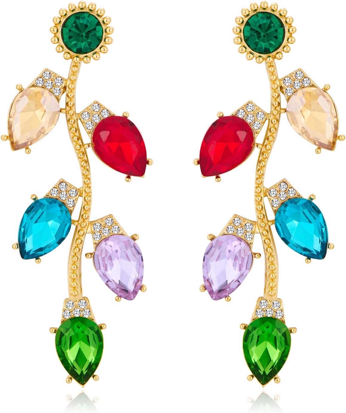 Christmas Earrings for Women Cute Reindeer Earrings Colorful Light Bulb Xmas Earrings Christmas Tree Earrings Gingerbread Deer Garland Bow Earrings Holiday Jewelry - 我的商店我的商店我的商店