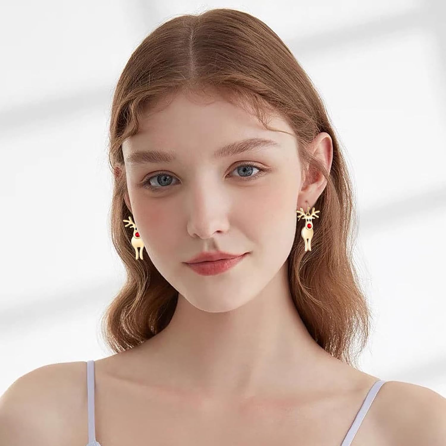 Christmas Earrings for Women Cute Reindeer Earrings Colorful Light Bulb Xmas Earrings Christmas Tree Earrings Gingerbread Deer Garland Bow Earrings Holiday Jewelry - 我的商店我的商店我的商店