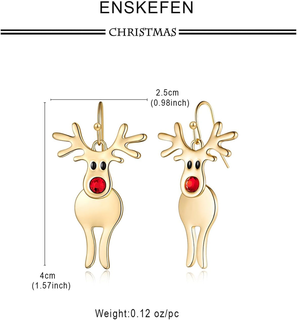 Christmas Earrings for Women Cute Reindeer Earrings Colorful Light Bulb Xmas Earrings Christmas Tree Earrings Gingerbread Deer Garland Bow Earrings Holiday Jewelry - 我的商店我的商店我的商店