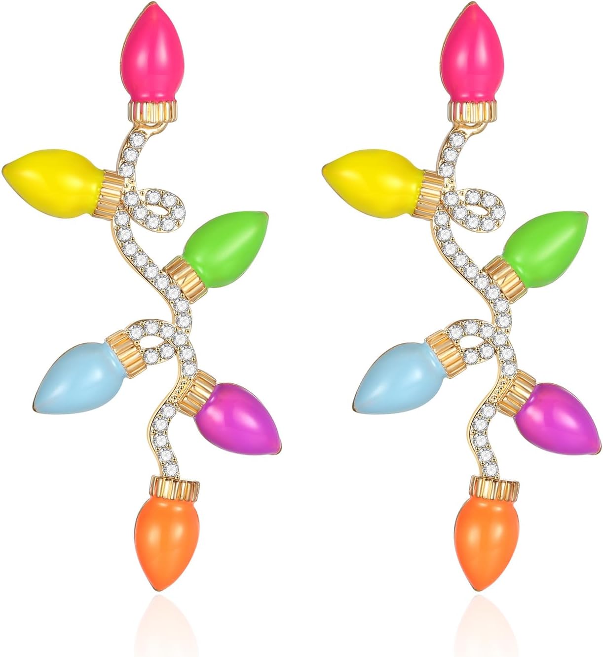 Christmas Earrings for Women Cute Reindeer Earrings Colorful Light Bulb Xmas Earrings Christmas Tree Earrings Gingerbread Deer Garland Bow Earrings Holiday Jewelry - 我的商店我的商店我的商店