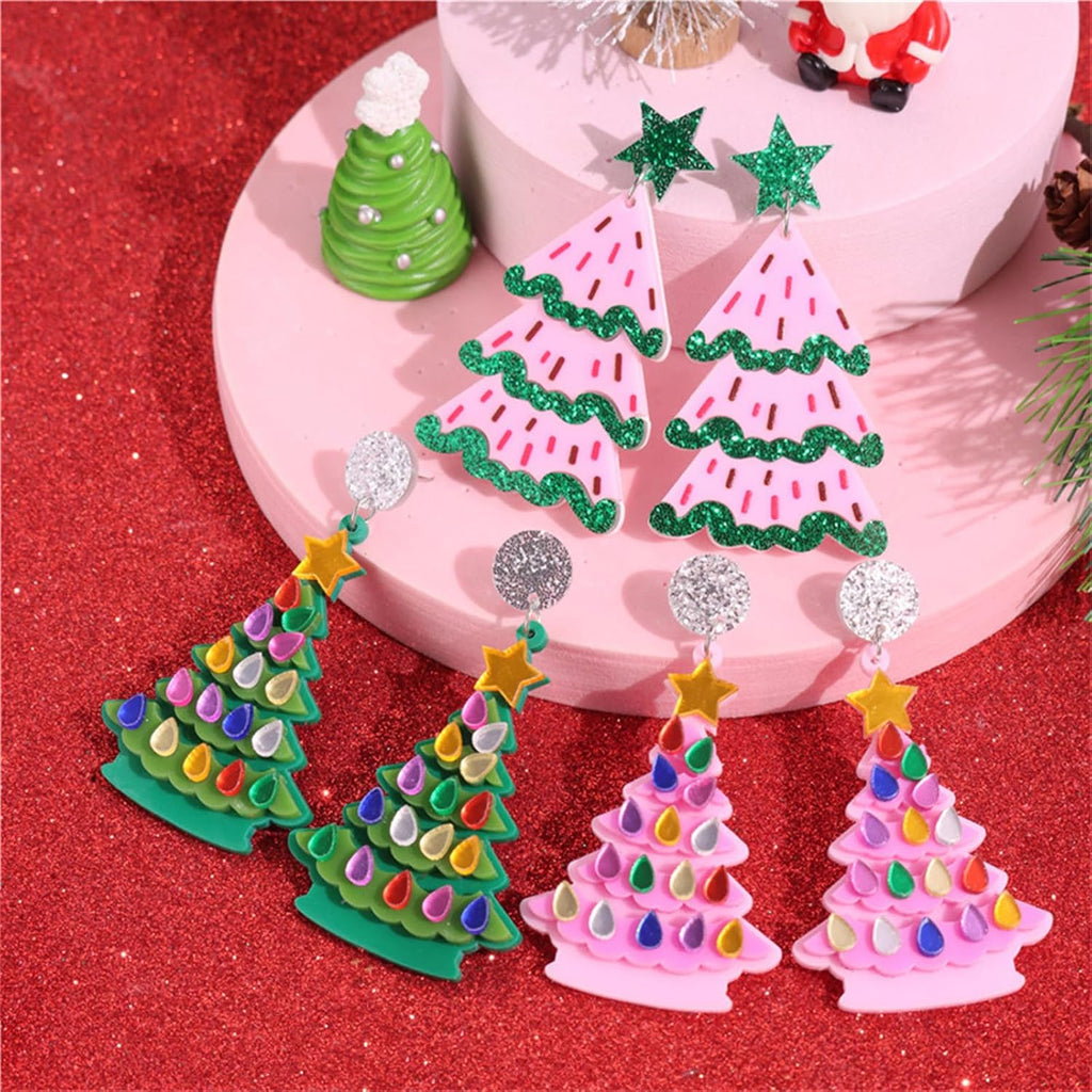 Christmas Earrings for Women Cute Sweet Reindeer Jingle Bell Bow Candy Cane Earrings Colourful Snowflake Christmas Tree Earrings Christmas Holiday Jewelry - 我的商店我的商店我的商店