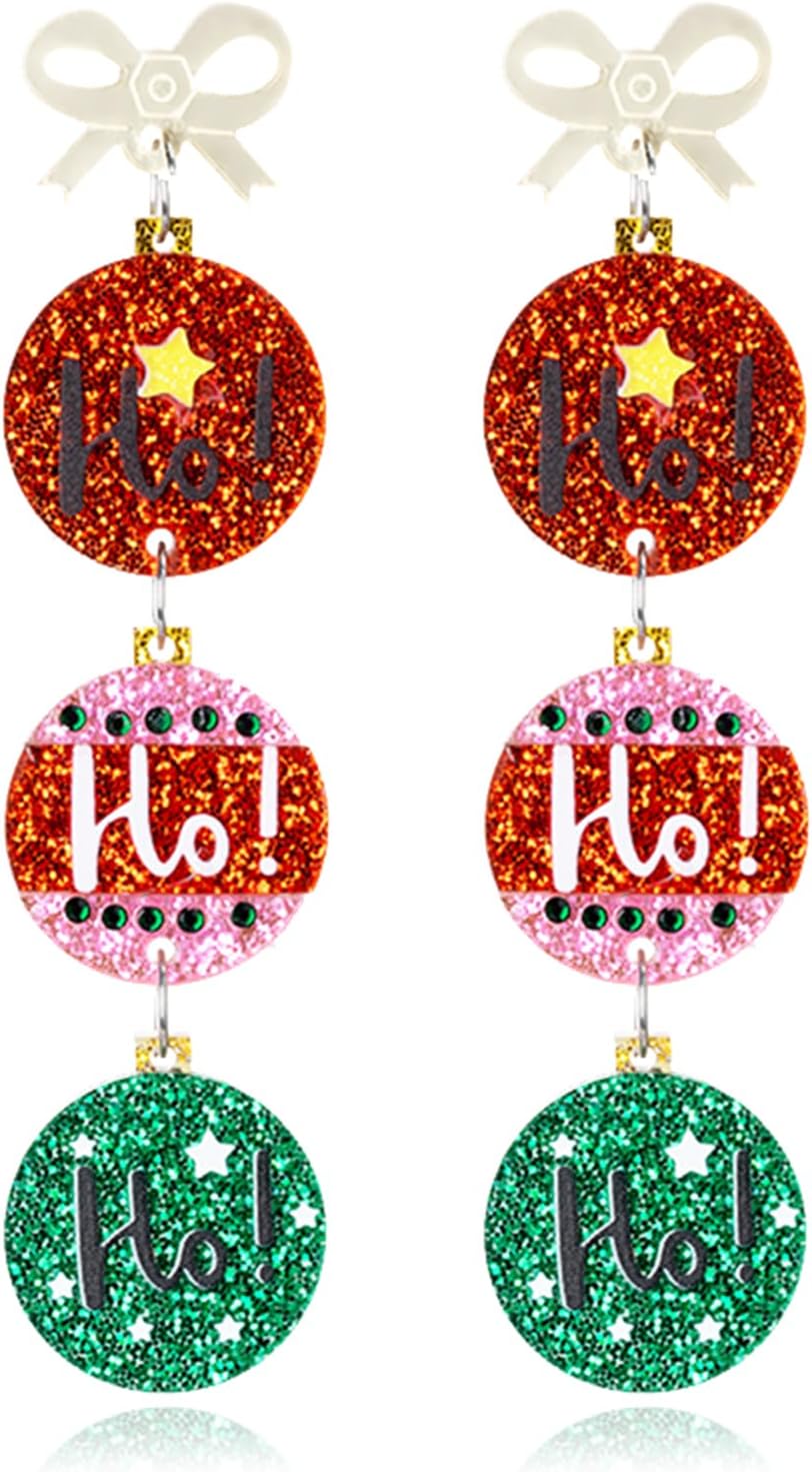 Christmas Earrings for Women Cute Sweet Reindeer Jingle Bell Bow Candy Cane Earrings Colourful Snowflake Christmas Tree Earrings Christmas Holiday Jewelry - 我的商店我的商店我的商店