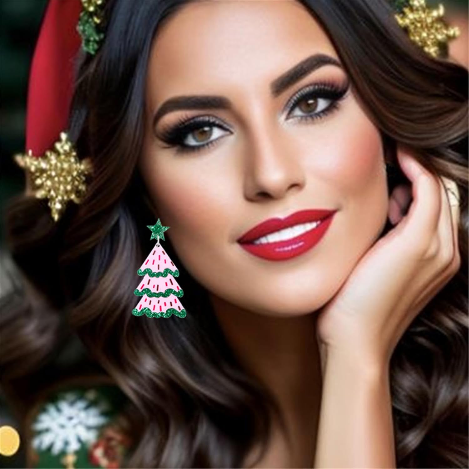 Christmas Earrings for Women Cute Sweet Reindeer Jingle Bell Bow Candy Cane Earrings Colourful Snowflake Christmas Tree Earrings Christmas Holiday Jewelry - 我的商店我的商店我的商店