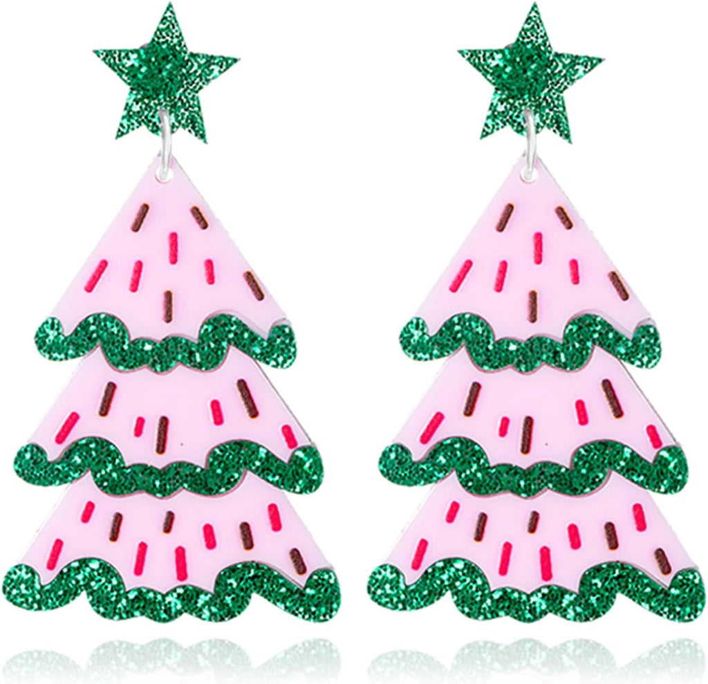 Christmas Earrings for Women Cute Sweet Reindeer Jingle Bell Bow Candy Cane Earrings Colourful Snowflake Christmas Tree Earrings Christmas Holiday Jewelry - 我的商店我的商店我的商店