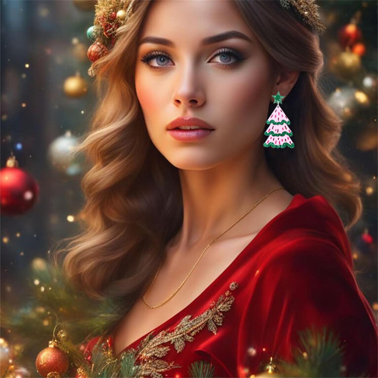 Christmas Earrings for Women Cute Sweet Reindeer Jingle Bell Bow Candy Cane Earrings Colourful Snowflake Christmas Tree Earrings Christmas Holiday Jewelry - 我的商店我的商店我的商店