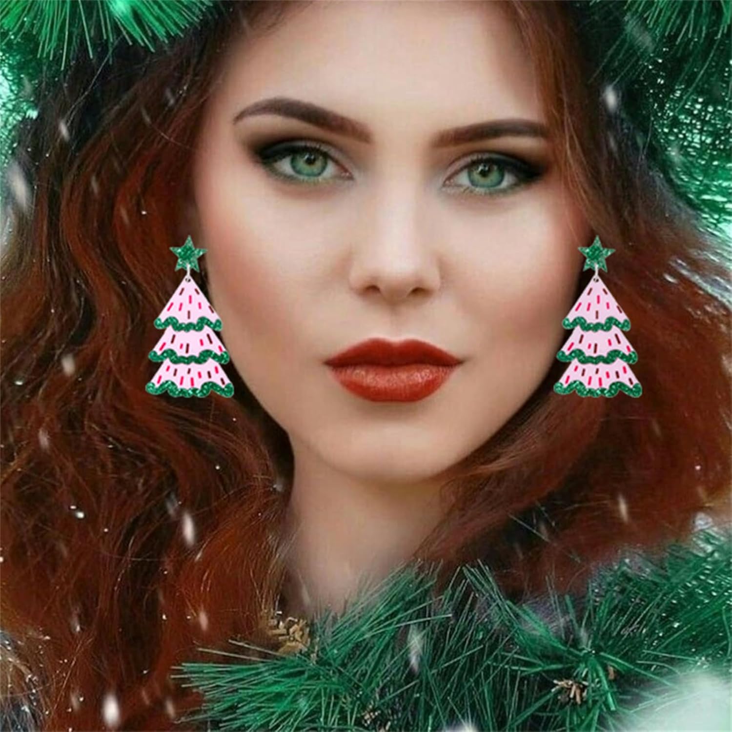 Christmas Earrings for Women Cute Sweet Reindeer Jingle Bell Bow Candy Cane Earrings Colourful Snowflake Christmas Tree Earrings Christmas Holiday Jewelry - 我的商店我的商店我的商店