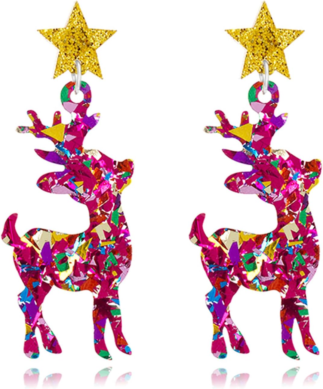 Christmas Earrings for Women Cute Sweet Reindeer Jingle Bell Bow Candy Cane Earrings Colourful Snowflake Christmas Tree Earrings Christmas Holiday Jewelry - 我的商店我的商店我的商店