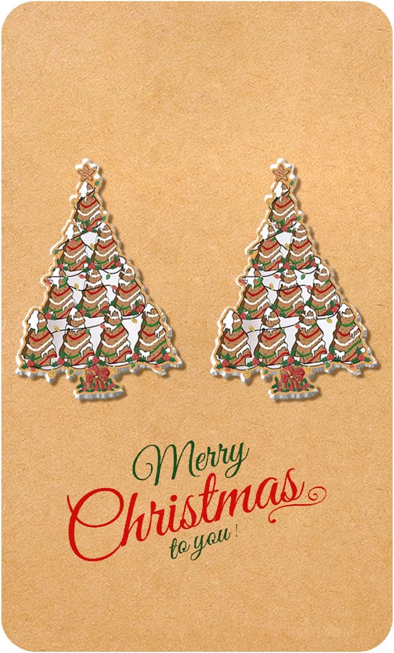Christmas Earrings for Women Cute Xmas Tree Cake Earrings Holiday Jewelry Stocking Stuffers 2025 Christmas Outfits Gifts for Women - QIAO Crystal我的商店QIAO Crystal