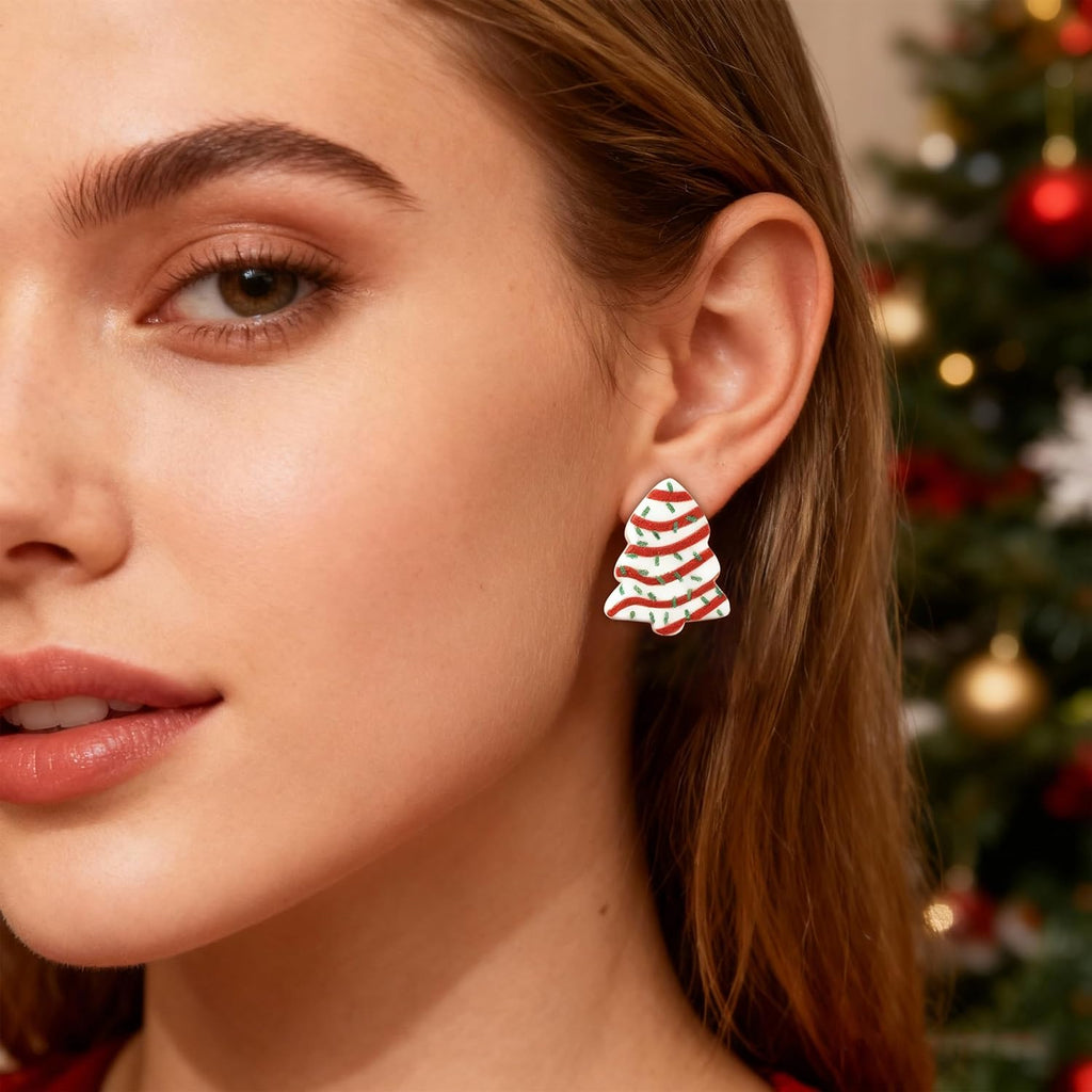 Christmas Earrings for Women Cute Xmas Tree Cake Earrings Holiday Jewelry Stocking Stuffers 2025 Christmas Outfits Gifts for Women - QIAO Crystal我的商店QIAO Crystal