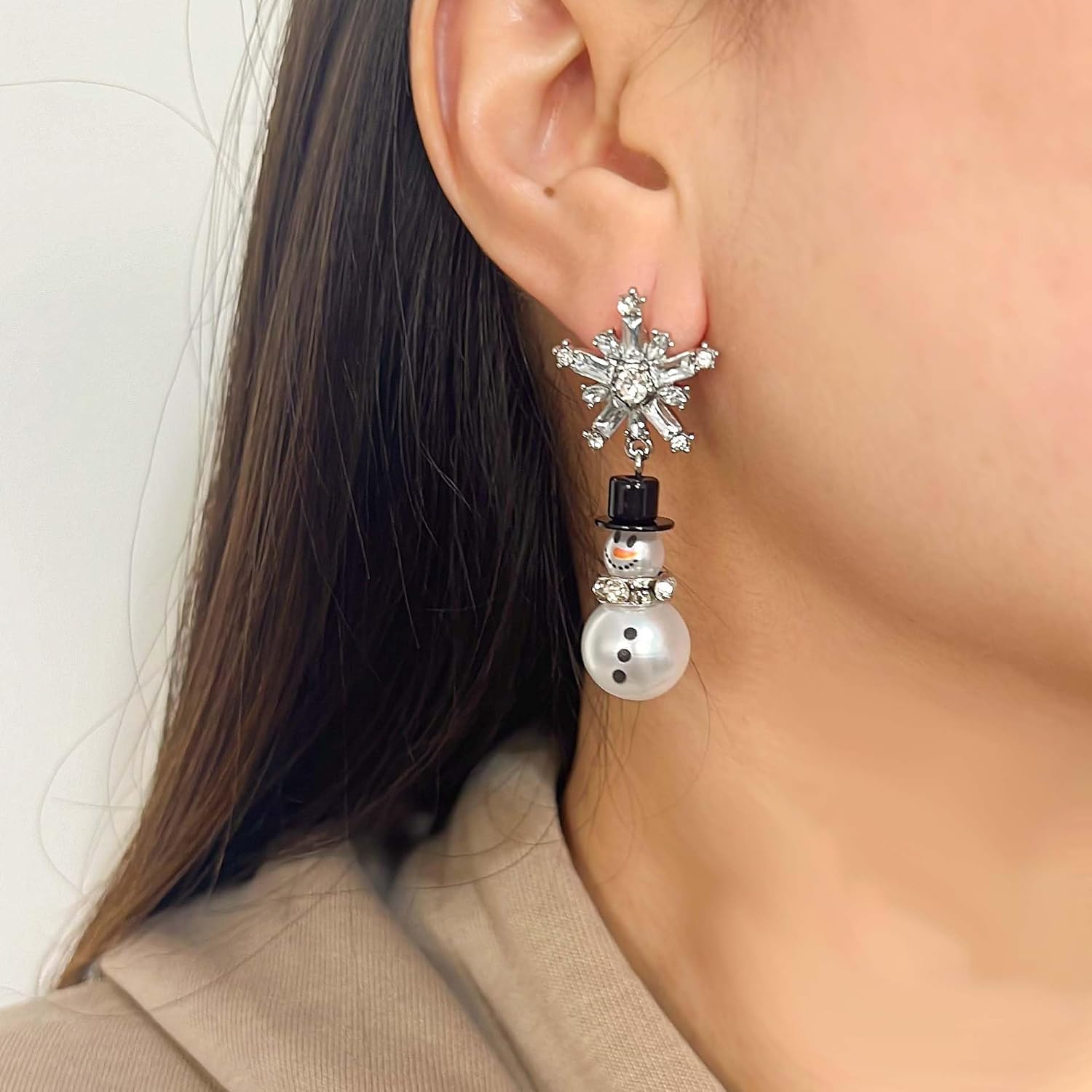 Christmas Earrings for Women Dainty Santa Hat Snowman Snowflake Drop Dangle Earrings Crystal Festival Holiday Christmas Jewelry - 我的商店我的商店我的商店