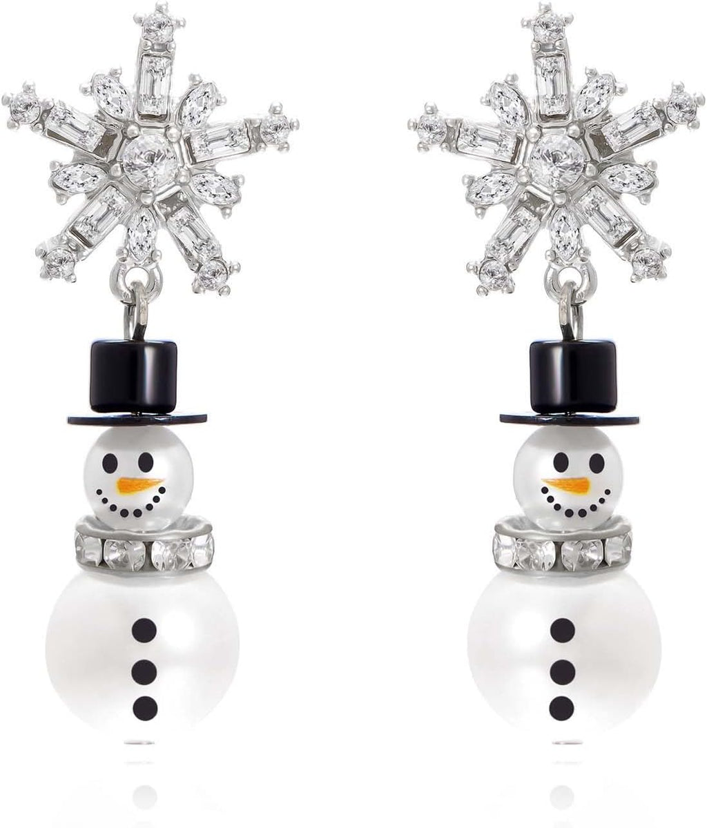 Christmas Earrings for Women Dainty Santa Hat Snowman Snowflake Drop Dangle Earrings Crystal Festival Holiday Christmas Jewelry - 我的商店我的商店我的商店