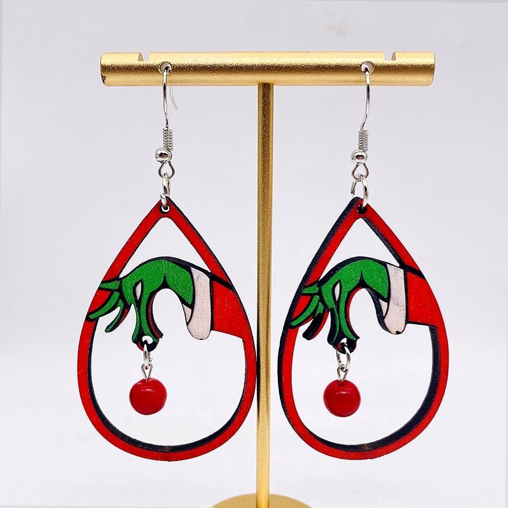 Christmas Earrings for Women Dangle Winter Fall Wood Earrings for Women Christmas Jewelry for Women Teardrop Dangle Earrings Christmas - 我的商店我的商店我的商店
