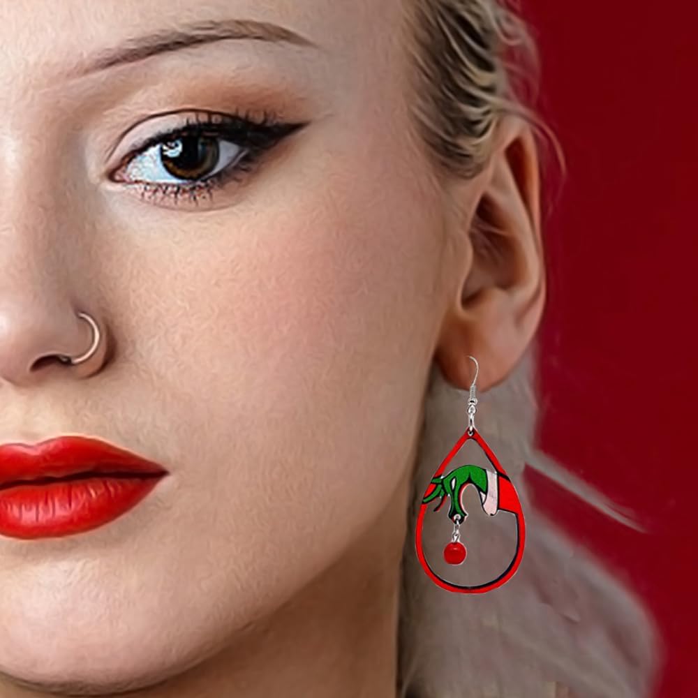 Christmas Earrings for Women Dangle Winter Fall Wood Earrings for Women Christmas Jewelry for Women Teardrop Dangle Earrings Christmas - 我的商店我的商店我的商店