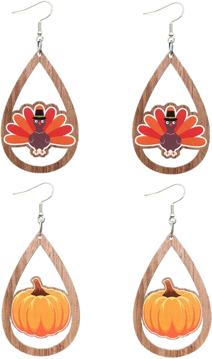 Christmas Earrings for Women Dangle Winter Fall Wood Earrings for Women Christmas Jewelry for Women Teardrop Dangle Earrings Christmas - 我的商店我的商店我的商店