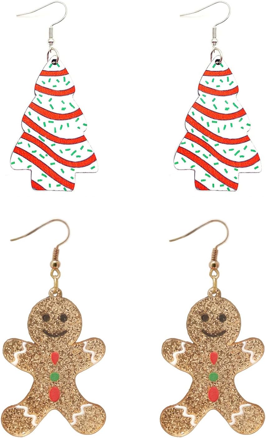 Christmas Earrings for Women Dangle Winter Fall Wood Earrings for Women Christmas Jewelry for Women Teardrop Dangle Earrings Christmas - 我的商店我的商店我的商店