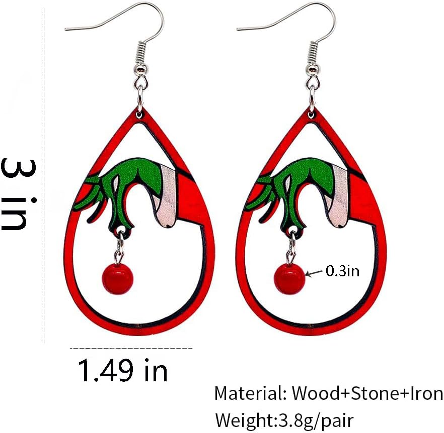 Christmas Earrings for Women Dangle Winter Fall Wood Earrings for Women Christmas Jewelry for Women Teardrop Dangle Earrings Christmas - 我的商店我的商店我的商店