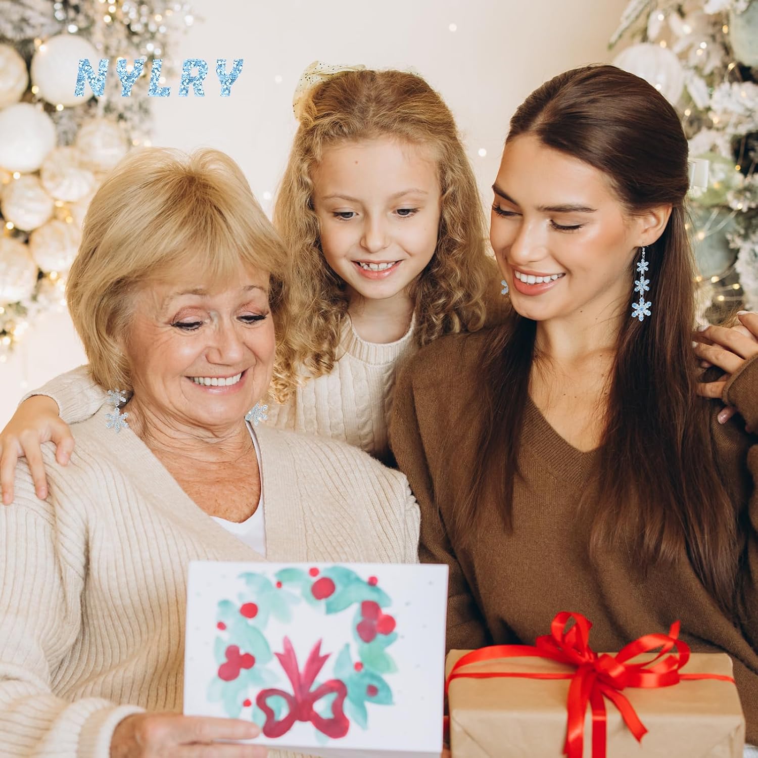 Christmas Earrings for Women Dangling Acrylic Holiday Earrings Snowflake Earring Cute Christmas Vacation Ornaments Stocking Stuffers Xmas Party Decorations Favors Xmas Gifts for Women - 我的商店我的商店我的商店