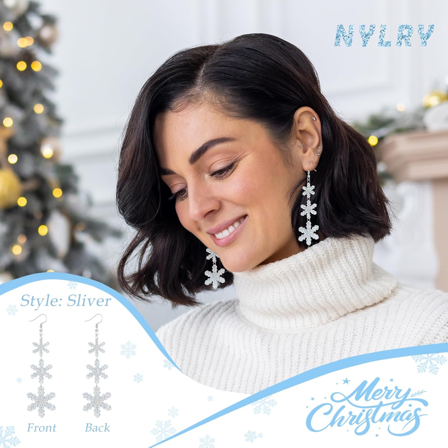 Christmas Earrings for Women Dangling Acrylic Holiday Earrings Snowflake Earring Cute Christmas Vacation Ornaments Stocking Stuffers Xmas Party Decorations Favors Xmas Gifts for Women - 我的商店我的商店我的商店