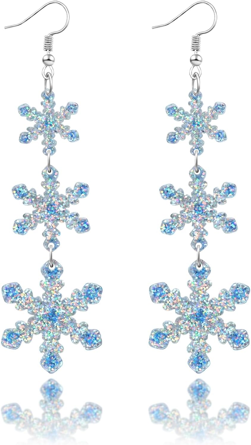 Christmas Earrings for Women Dangling Acrylic Holiday Earrings Snowflake Earring Cute Christmas Vacation Ornaments Stocking Stuffers Xmas Party Decorations Favors Xmas Gifts for Women - 我的商店我的商店我的商店