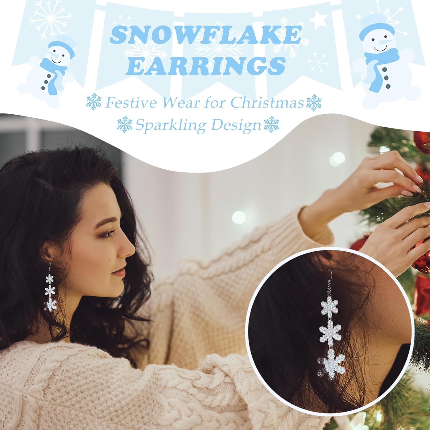 Christmas Earrings for Women Dangling Acrylic Holiday Earrings Snowflake Earring Cute Christmas Vacation Ornaments Stocking Stuffers Xmas Party Decorations Favors Xmas Gifts for Women - 我的商店我的商店我的商店