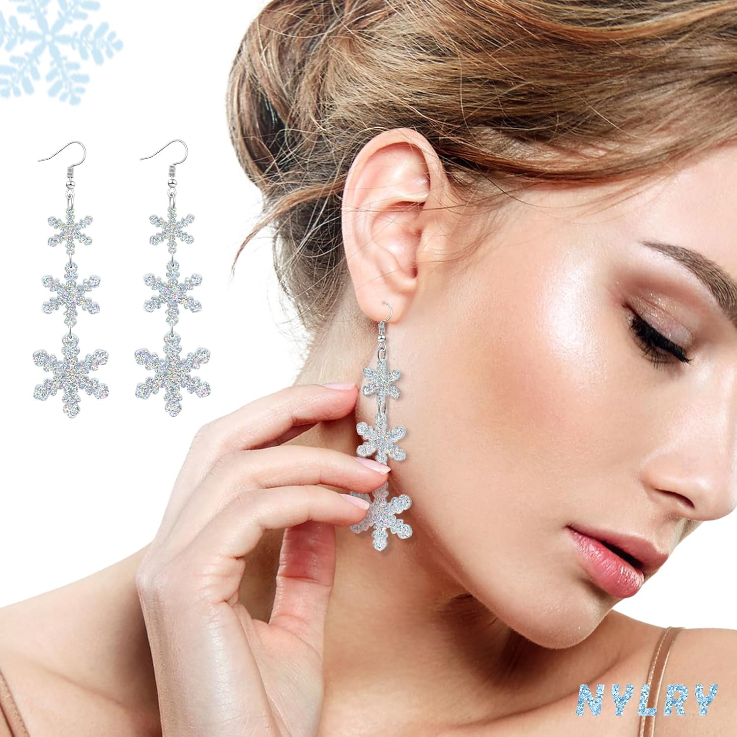 Christmas Earrings for Women Dangling Acrylic Holiday Earrings Snowflake Earring Cute Christmas Vacation Ornaments Stocking Stuffers Xmas Party Decorations Favors Xmas Gifts for Women - 我的商店我的商店我的商店