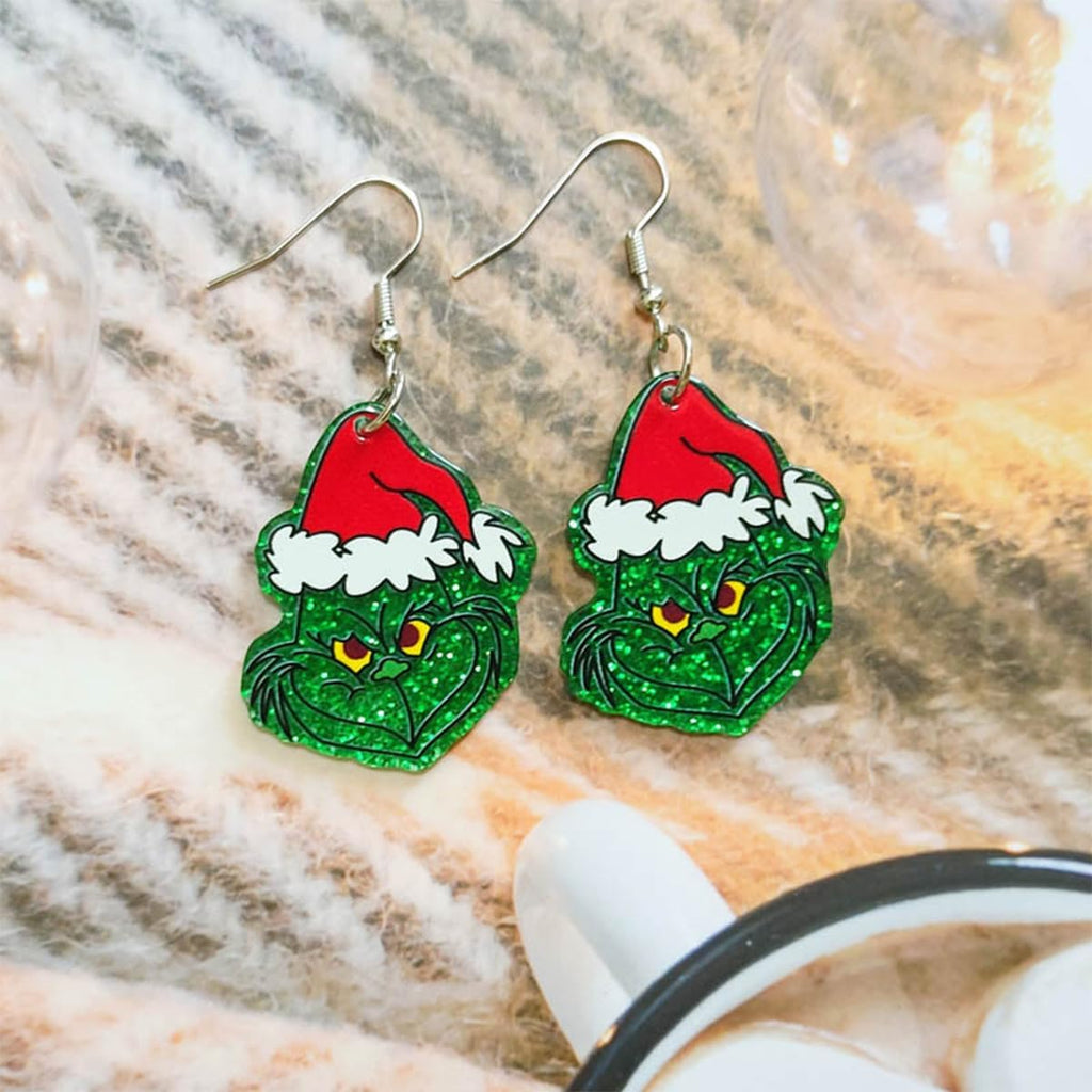 Christmas Earrings for Women, Double sided pattern Classic Stole Christmas Theme,Chrsitmas Drop Dangle Earrings Holiday New Year Christmas Jewelry Gift (Glitter) - 我的商店我的商店我的商店