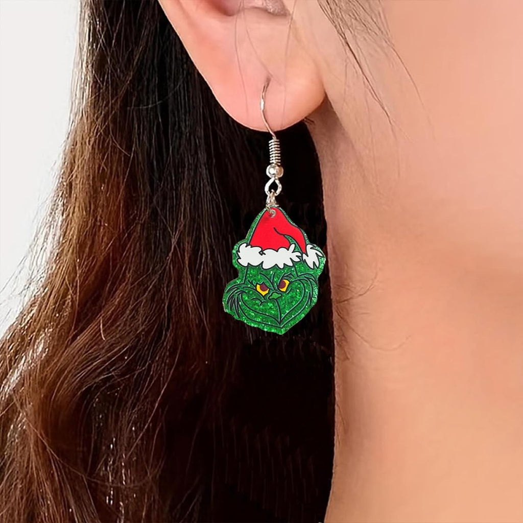 Christmas Earrings for Women, Double sided pattern Classic Stole Christmas Theme,Chrsitmas Drop Dangle Earrings Holiday New Year Christmas Jewelry Gift (Glitter) - 我的商店我的商店我的商店