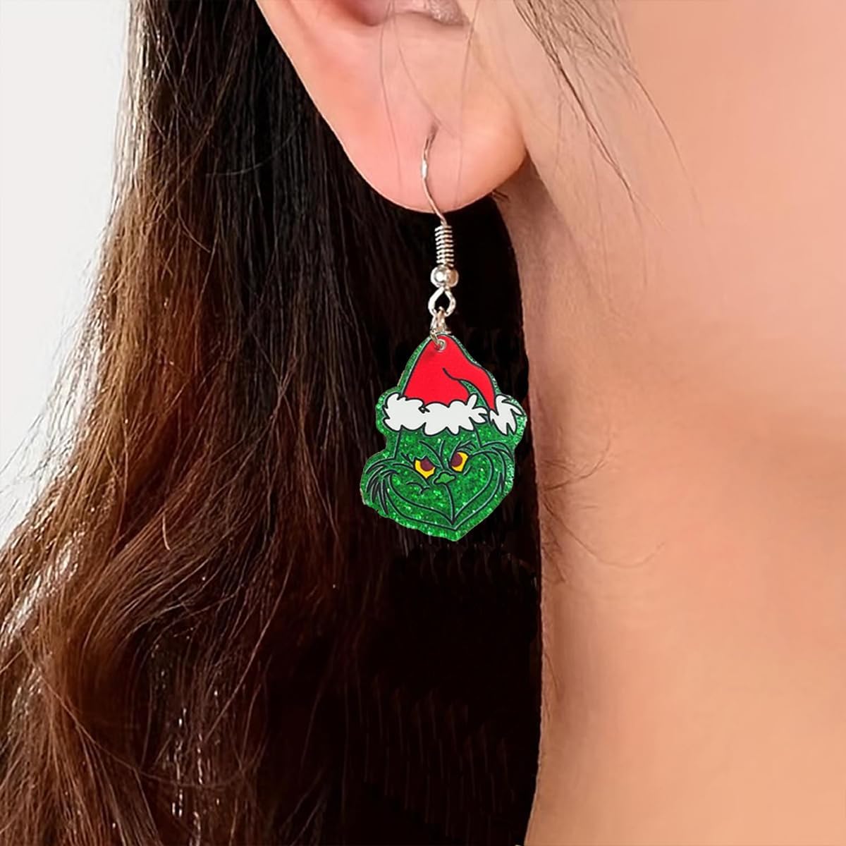 Christmas Earrings for Women, Double sided pattern Classic Stole Christmas Theme,Chrsitmas Drop Dangle Earrings Holiday New Year Christmas Jewelry Gift (Glitter) - 我的商店我的商店我的商店