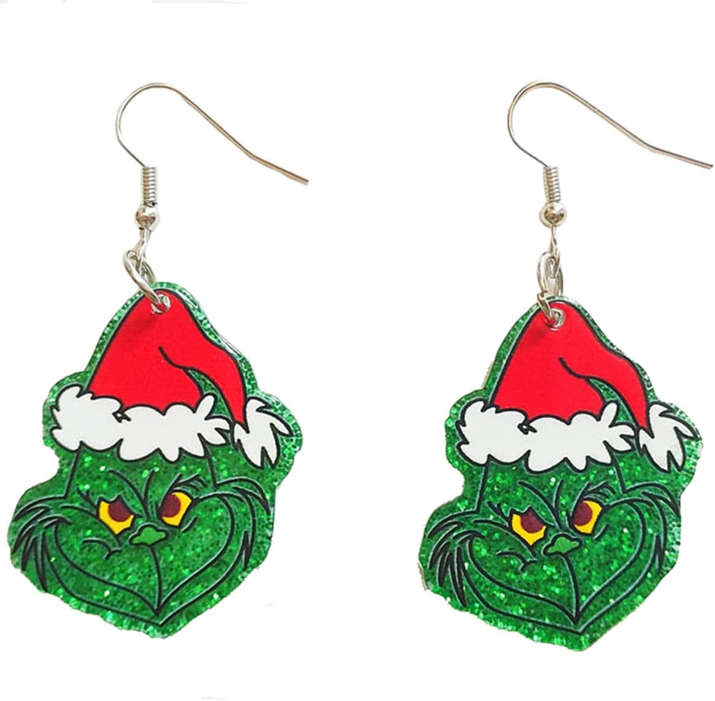 Christmas Earrings for Women, Double sided pattern Classic Stole Christmas Theme,Chrsitmas Drop Dangle Earrings Holiday New Year Christmas Jewelry Gift (Glitter) - 我的商店我的商店我的商店