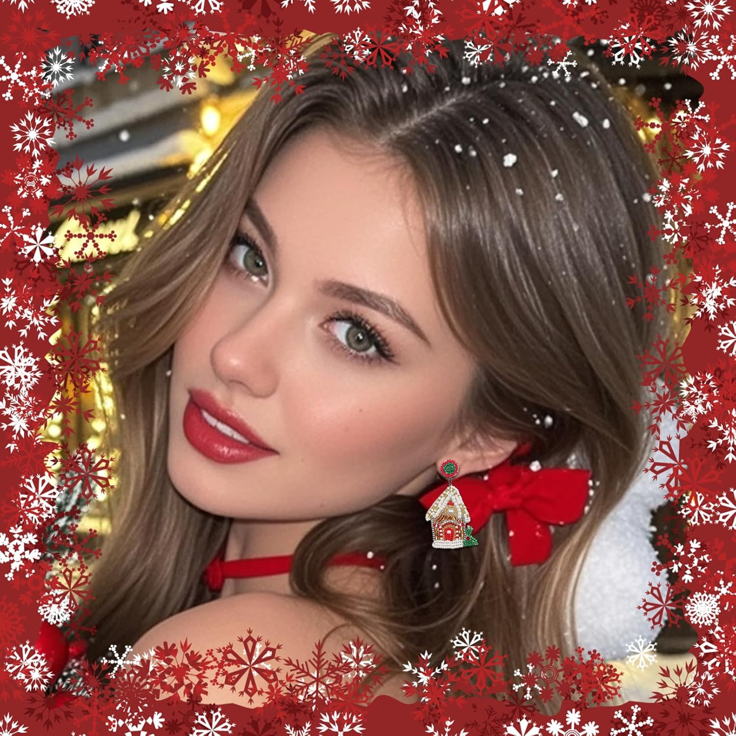 Christmas Earrings For Women, Drop Earrings Holiday Jewerly Festive Decorations Accessories - 我的商店我的商店我的商店