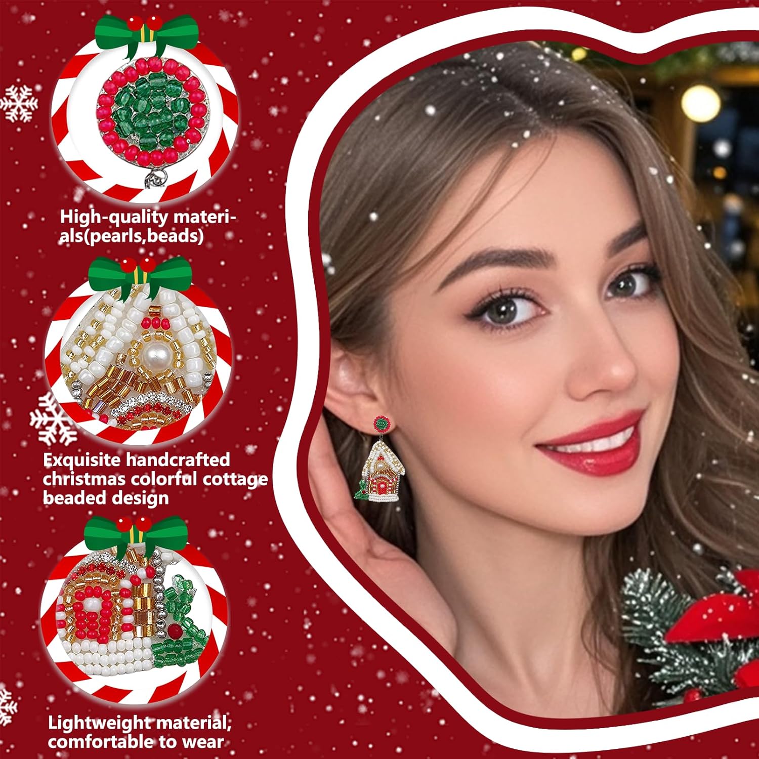 Christmas Earrings For Women, Drop Earrings Holiday Jewerly Festive Decorations Accessories - 我的商店我的商店我的商店