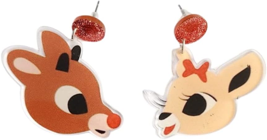 Christmas Earrings for Women Gingerbread Dinosaur Rainbow Earrings Holiday Acrylic Earrings Christmas Jewelry Gift - 我的商店我的商店我的商店