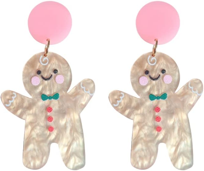 Christmas Earrings for Women Gingerbread Dinosaur Rainbow Earrings Holiday Acrylic Earrings Christmas Jewelry Gift - 我的商店我的商店我的商店