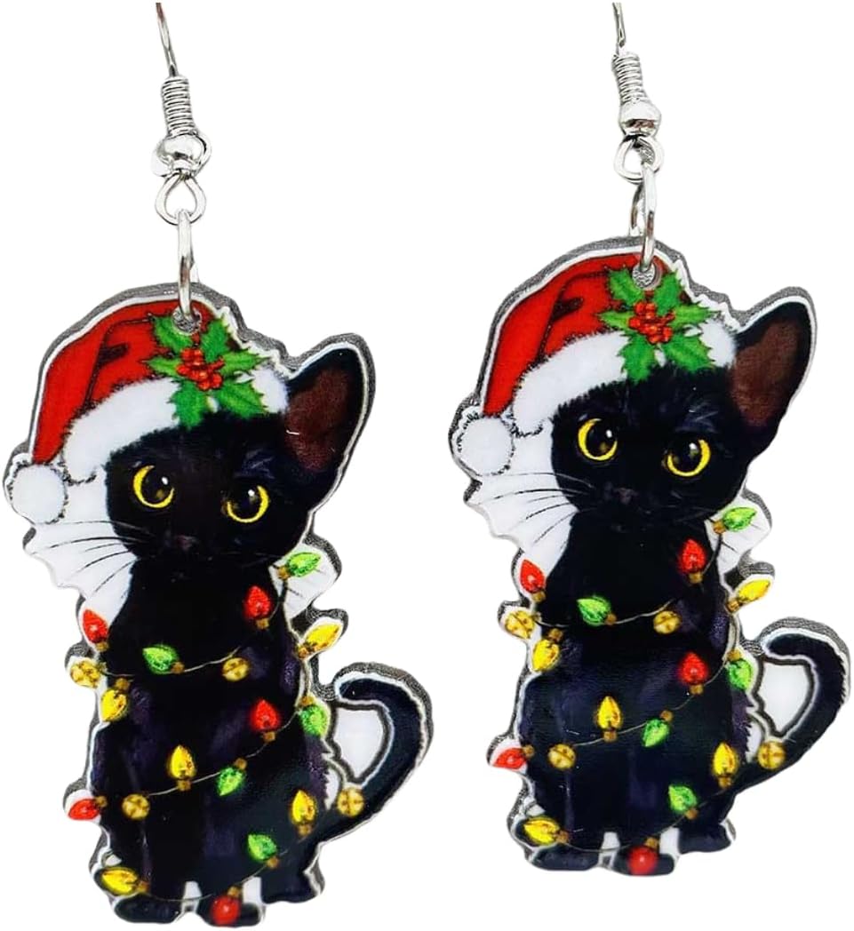 Christmas Earrings for Women Gingerbread Dinosaur Rainbow Earrings Holiday Acrylic Earrings Christmas Jewelry Gift - 我的商店我的商店我的商店