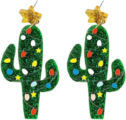 Christmas Earrings for Women Gingerbread Dinosaur Rainbow Earrings Holiday Acrylic Earrings Christmas Jewelry Gift - 我的商店我的商店我的商店